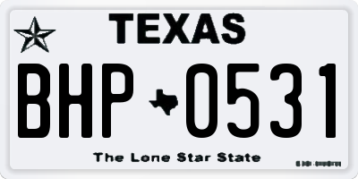 TX license plate BHP0531