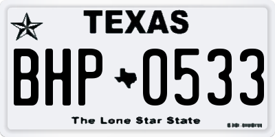 TX license plate BHP0533