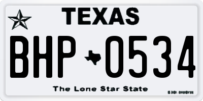 TX license plate BHP0534