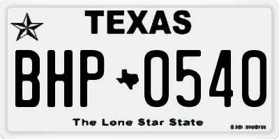 TX license plate BHP0540