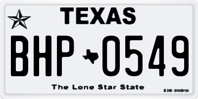 TX license plate BHP0549