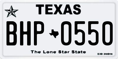 TX license plate BHP0550