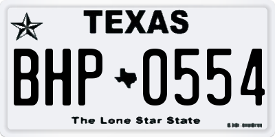TX license plate BHP0554