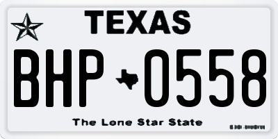 TX license plate BHP0558