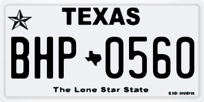 TX license plate BHP0560