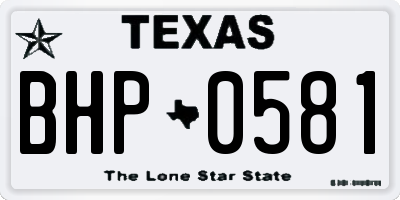 TX license plate BHP0581