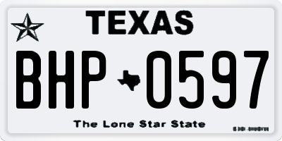 TX license plate BHP0597