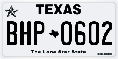 TX license plate BHP0602