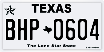 TX license plate BHP0604