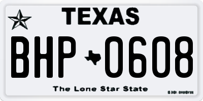 TX license plate BHP0608