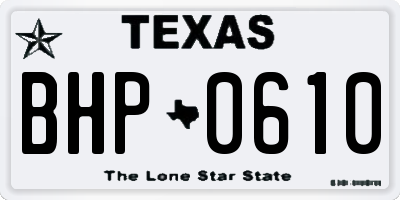 TX license plate BHP0610