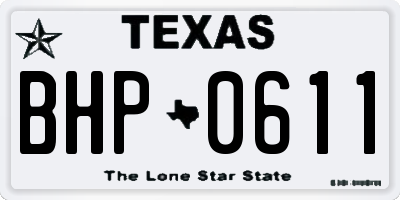 TX license plate BHP0611