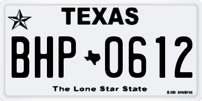 TX license plate BHP0612