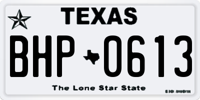 TX license plate BHP0613