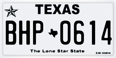 TX license plate BHP0614
