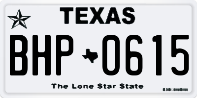 TX license plate BHP0615
