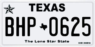 TX license plate BHP0625