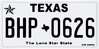 TX license plate BHP0626
