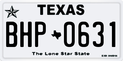 TX license plate BHP0631