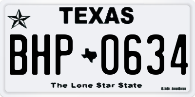 TX license plate BHP0634