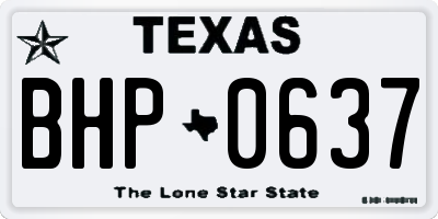 TX license plate BHP0637