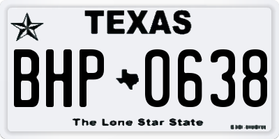 TX license plate BHP0638