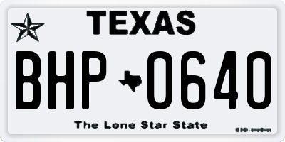 TX license plate BHP0640