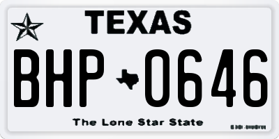 TX license plate BHP0646