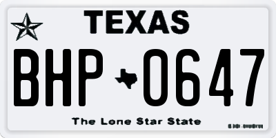 TX license plate BHP0647