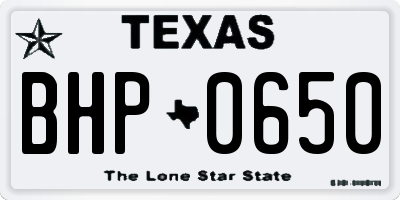 TX license plate BHP0650