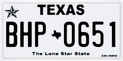 TX license plate BHP0651