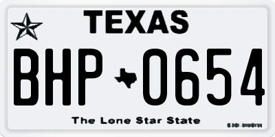 TX license plate BHP0654