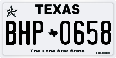 TX license plate BHP0658