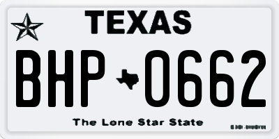 TX license plate BHP0662