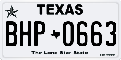 TX license plate BHP0663