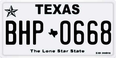 TX license plate BHP0668