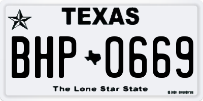 TX license plate BHP0669