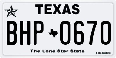 TX license plate BHP0670