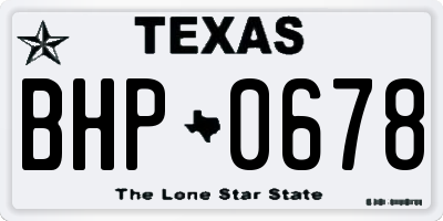 TX license plate BHP0678