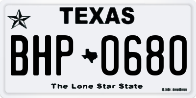 TX license plate BHP0680