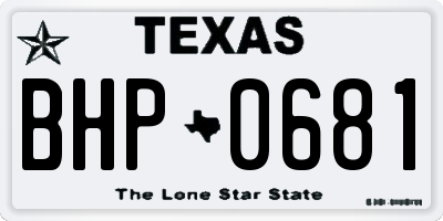 TX license plate BHP0681