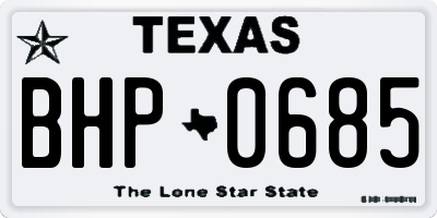 TX license plate BHP0685