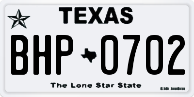 TX license plate BHP0702