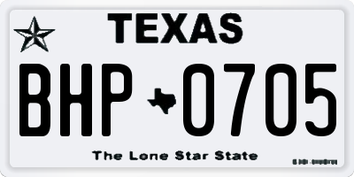 TX license plate BHP0705