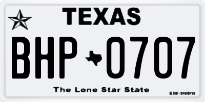 TX license plate BHP0707