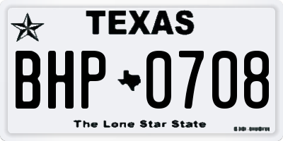 TX license plate BHP0708