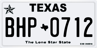 TX license plate BHP0712