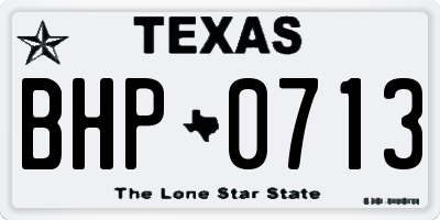 TX license plate BHP0713