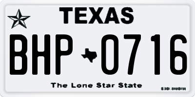 TX license plate BHP0716