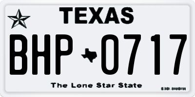 TX license plate BHP0717